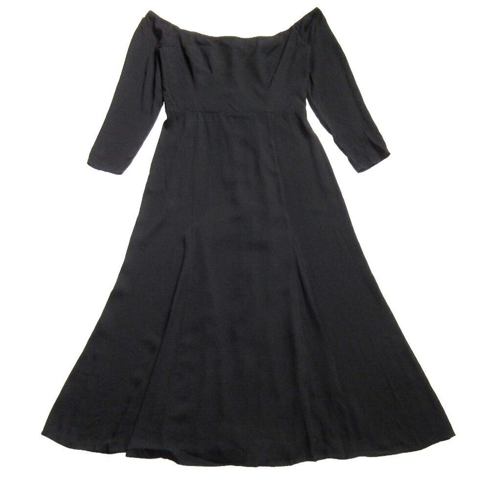 NWT Reformation Ballari Midi in Black Off The Shoulder Long Sleeve Dress 12 $248